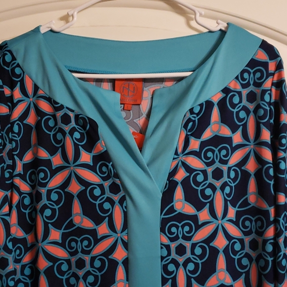 Tracy Negoshian Bright Blue Geo Cross Flower Dress - Picture 7 of 7